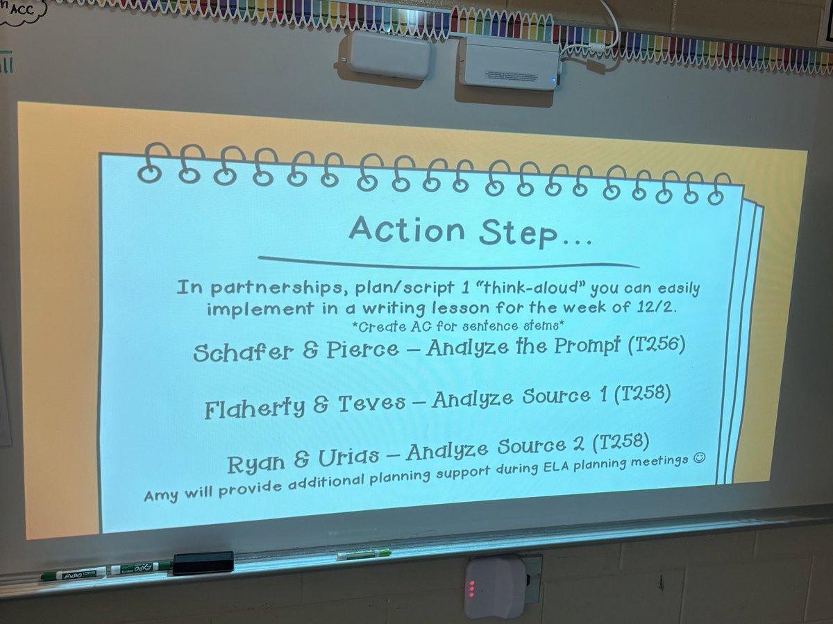 AMES_RTI's tweet photo. It was a WONDERFUL day to celebrate the incredible writing instruction happening in our 2nd-5th classrooms! 🎉 Today’s Targeted Writing PD was focused on incorporating explocit Think-Alouds, and teams had time to plan/script think-alouds for upcoming lessons. #TheWRITEwork 📝#RNEgreatthings @HelloAlexElle @RNEprincipal