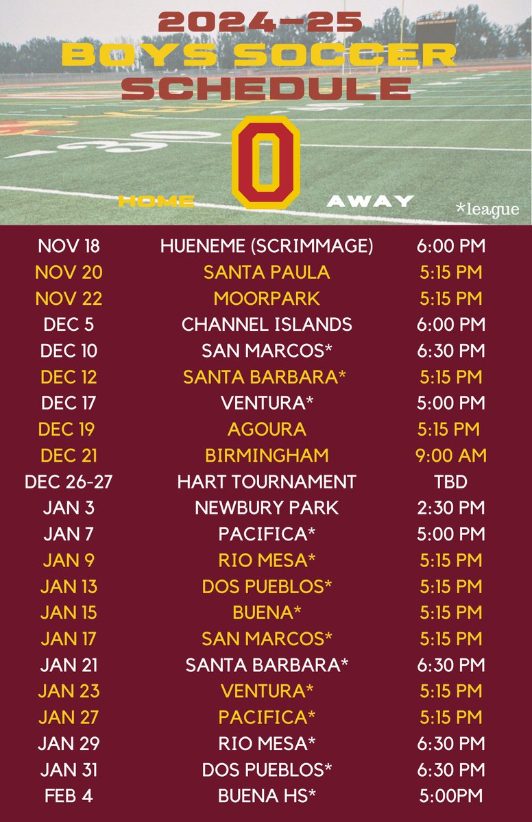 2024-2025 OHS Boys soccer schedule⚽️🐝