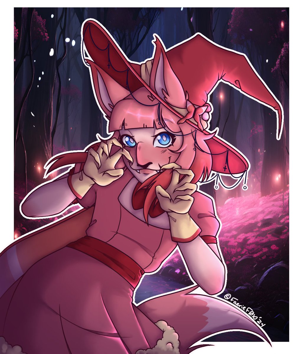 Late Halloween art I finished on the first of this month, ft new Fae design! 
#spookyart #FurryVTuber #art