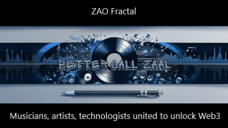 NovaCryptoLTD's tweet image. ZAO Fractal: Musicians, artists, technologists united to unlock Web3
🎙️Interview with the founder @bettercallzaal
📺Video timestamps included::
presentation of ZAO Fractal + Hats Tree
youtu.be/0_WvwzBvs90?si…
Zao Fractal's mission is to empower independent creators by…