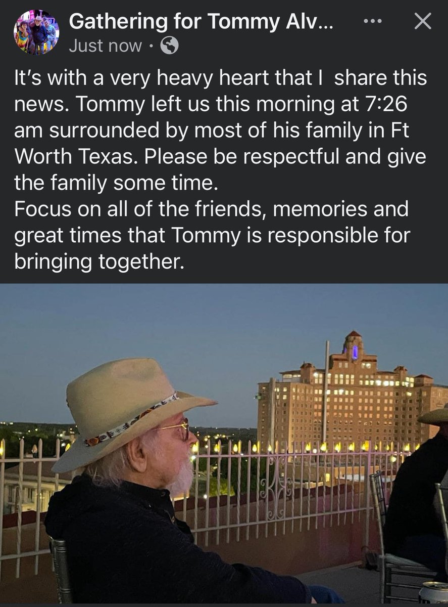 God bless Tommy Alverson. A Texas Music giant has gone to the great gig in the sky.