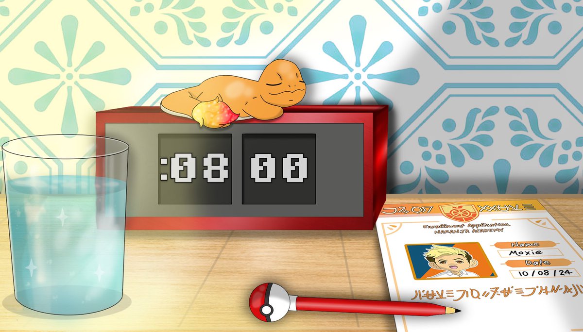 Early mornings ☀️ screenshot from my animation of <a href="/Moxie2D/">Moxie2D✏️✨</a> ‘s room! charmander clock, of course! hope you like it 🌟 #PokemonScarletViolet #pokemonart #Pokemon #naranjaacademy
