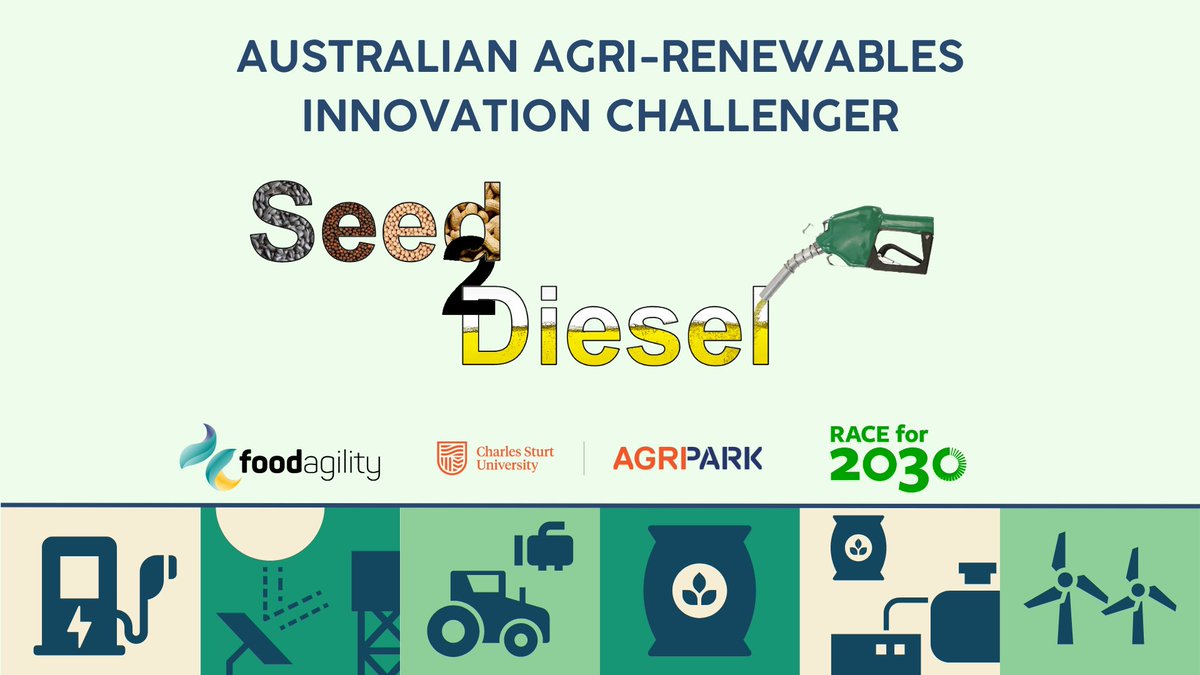Maximising the value of oilseeds and providing farmers with alternative fuel sources is the motivation for one of our Australian Agri-Renewable Innovation Challengers Seed2Diesel Pty Ltd. 

Learn more about our six succesful challengers: foodagility.com/initiatives/re…