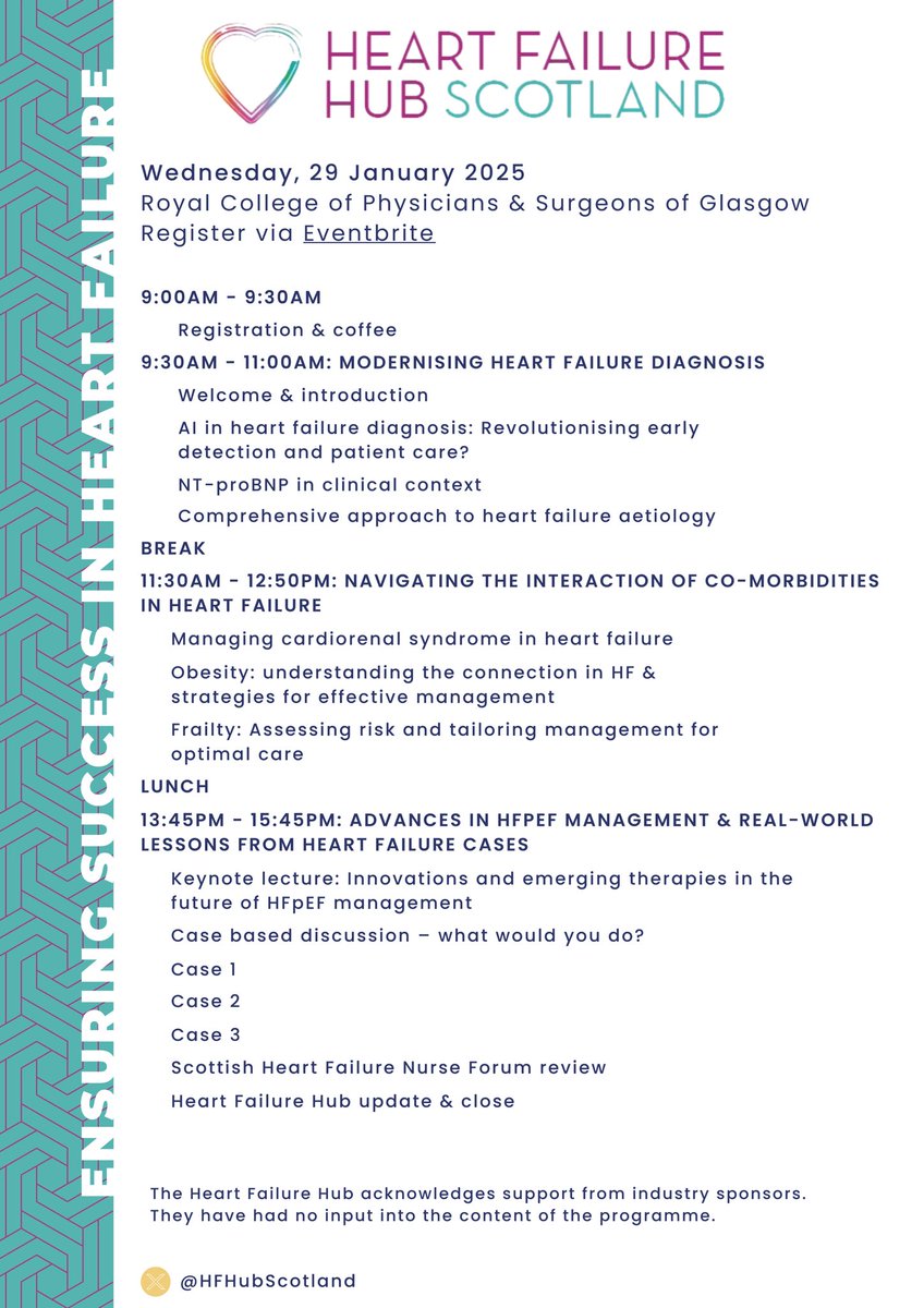 Heart Failure Hub Scotland (@hfhubscotland) on Twitter photo Programme for the 2025 <a href="/HFHubScotland/">Heart Failure Hub Scotland</a> Ensuring Success in #heartfailure conference
Register for free at eventbrite.com/e/11th-annual-… Programme for the 2025 <a href="/HFHubScotland/">Heart Failure Hub Scotland</a> Ensuring Success in #heartfailure conference
Register for free at eventbrite.com/e/11th-annual-…