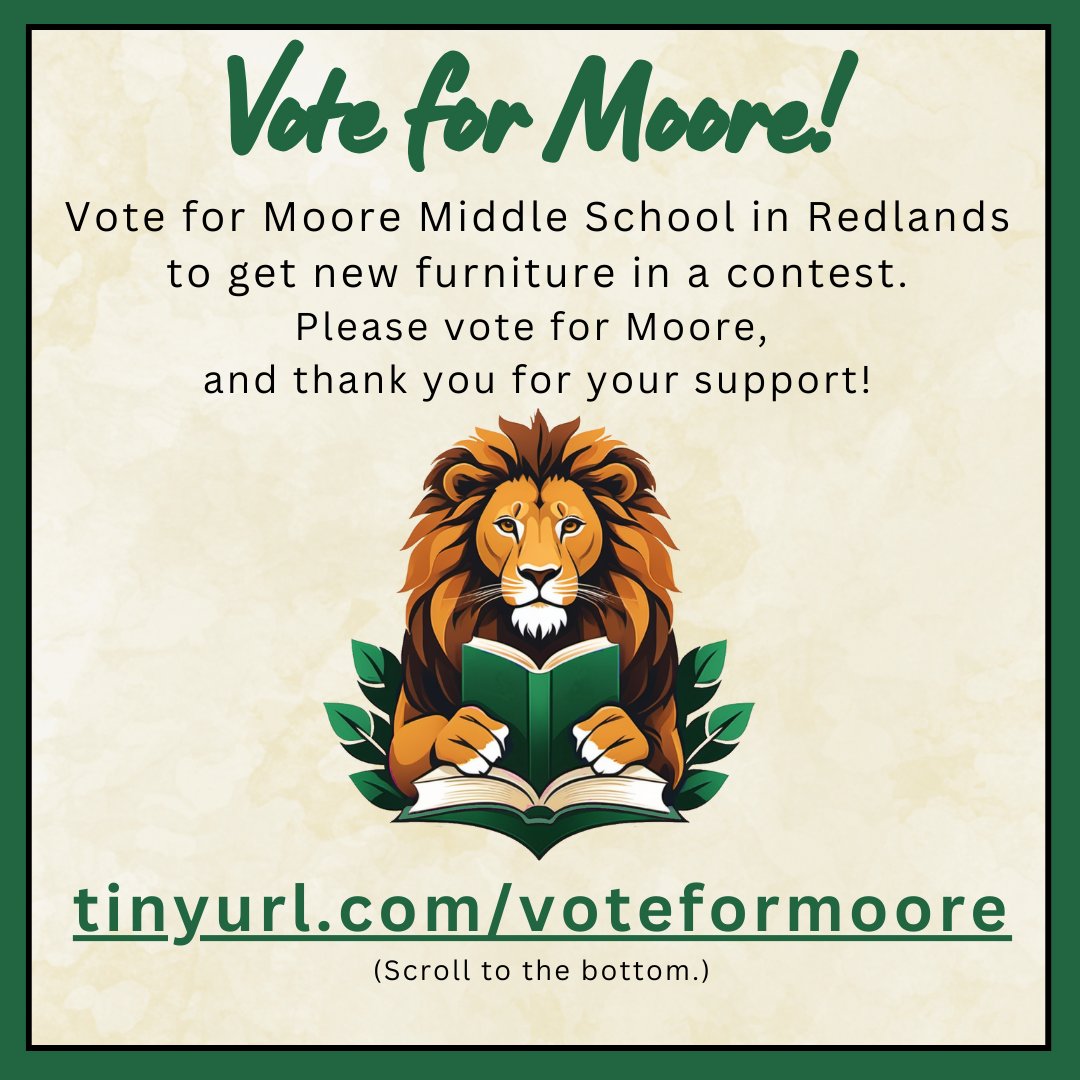 yeahmselias's tweet photo. I have a few days left of the KI Furniture contest! Please vote for Ms. Elias at Moore Middle School to help our library get furniture! Go to: https://t.co/EdxXHES4bj Please share and encourage others to vote too! <3 #redlands #RUSD @RedlandsUSD https://t.co/rCJf3cKvmc