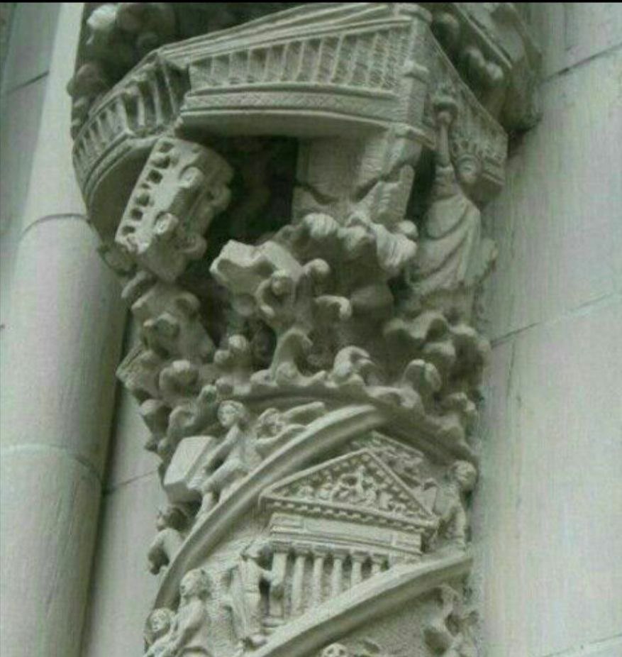 cableguy09's tweet photo. @seethroughit2   Have you seen st.John’s cathedral in New York? It basically depicts the U.S. being brought down in revelations….  https://t.co/noI7p0Q5A5