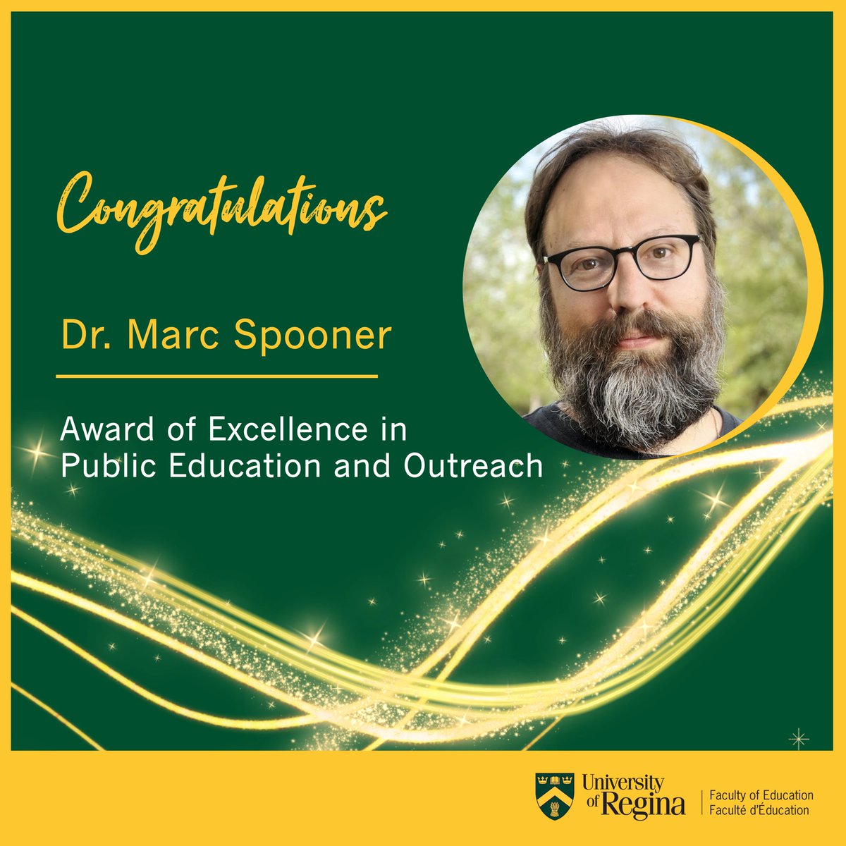 🎉Congratulations to Dr. Marc Spooner on receiving the Award of Excellence in Public Education and Outreach!  Please join us in celebrating <a href="/drmarcspooner/">Marc Spooner</a> for this well-deserved award!  #uofregina #cityofregina #yqr #PublicEducation