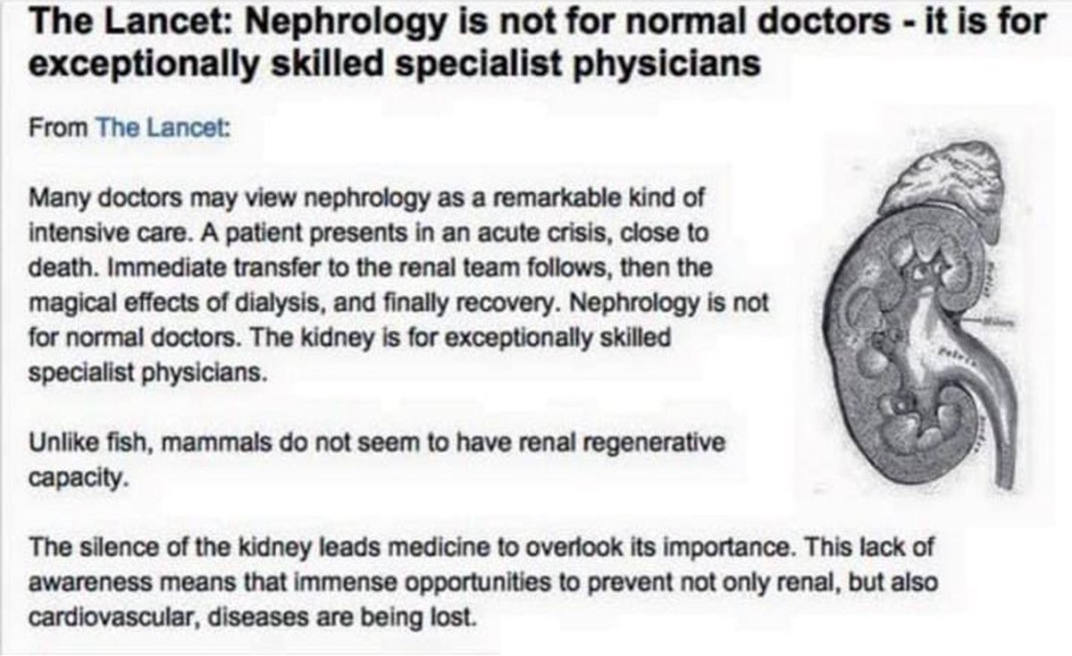 Borrowed from <a href="/Nephtales/">PraveenG</a> #nephsky 🦋

As <a href="/TheLancet/">The Lancet</a> says “Nephrology is not for normal doctors” ❤️💙

thelancet.com/action/showPdf…