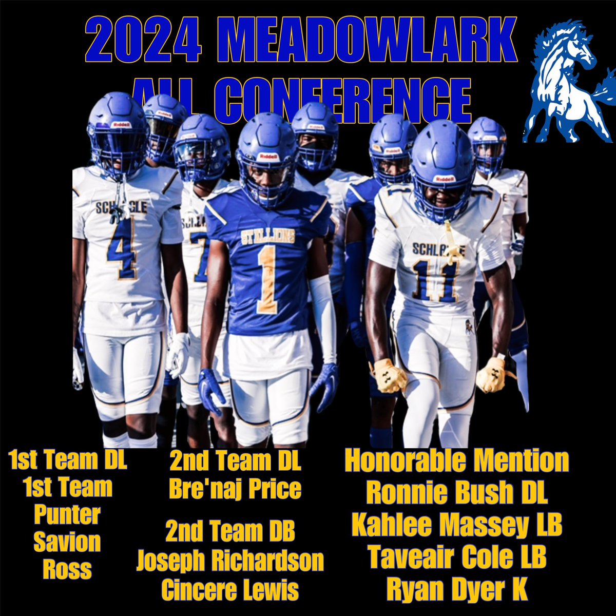 F.L. SCHLAGLE FOOTBALL (@fschlagle) on Twitter photo Congratulations to our ALL MEADOWLARK CONFERENCE selections! #STALLIONS <a href="/Cernyn1/">Coach (Mac)Macon</a> Congratulations to our ALL MEADOWLARK CONFERENCE selections! #STALLIONS <a href="/Cernyn1/">Coach (Mac)Macon</a>