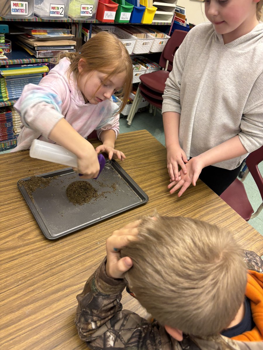 MsHickeysClass's tweet image. Comparing our soil/sand samples and testing how they absorb water. Then we figured out how to mould the perfect cookies! We ❤️ science. @MorrisAcademy1