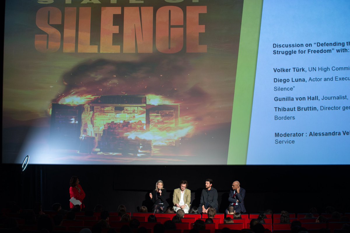 Thank you to <a href="/diegoluna_/">diego luna</a> &amp; all who joined tonight’s Geneva screening of State of Silence. Our discussion underscored the urgent need to protect journalists who everyday risk their lives for truth. Standing together, we can #EndImpunity &amp; safeguard fundamental freedoms. <a href="/CineONU/">Ciné-ONU</a>