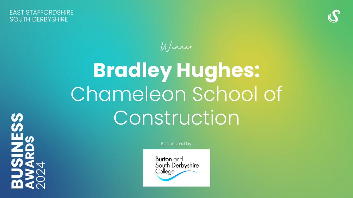 Congratulations to Bradley Hughes of <a href="/Chameleon_1/">Chameleon - Training For An Ever Changing World</a>, winner of the 'Young Employee/Apprentice of the Year' award at the 2024 East Staffordshire &amp; South Derbyshire Business Awards 🏆

This category is kindly sponsored by <a href="/BSDCofficial/">BSDC</a>.