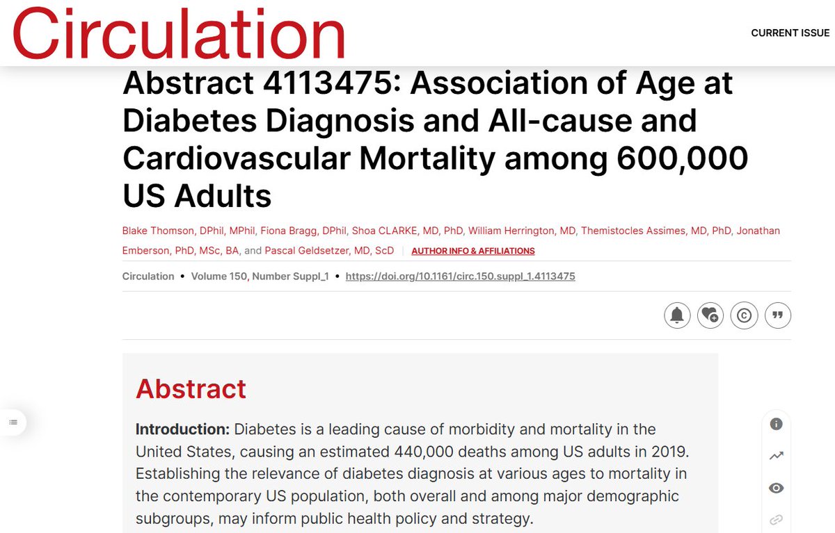Blake Thomson (@blakewthomson) on Twitter photo It's #AHA24 weekend!
Grateful to be an Elizabeth Barrett-Connor Early Career Research Award Finalist!
Presenting Sat. 11/16 10:30-10:45 CST in N231: Age at Diabetes Diagnosis and Mortality
A <a href="/StanfordMed/">Stanford Medicine</a>/<a href="/Oxford_NDPH/">Oxford Population Health (OxPop)</a> collaboration.
Please come along, offer feedback, & say hi! It's #AHA24 weekend!
Grateful to be an Elizabeth Barrett-Connor Early Career Research Award Finalist!
Presenting Sat. 11/16 10:30-10:45 CST in N231: Age at Diabetes Diagnosis and Mortality
A <a href="/StanfordMed/">Stanford Medicine</a>/<a href="/Oxford_NDPH/">Oxford Population Health (OxPop)</a> collaboration.
Please come along, offer feedback, & say hi!