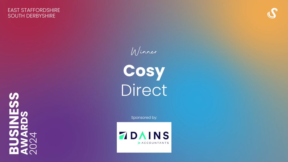 Business Awards East Staffs & South Derbys (@awards_es_sd) on Twitter photo A huge congratulations to <a href="/cosydirect/">Cosy Direct</a>, winners of the ๐๐๐๐ถ๐ป๐ฒ๐๐ ๐ผ๐ณ ๐๐ต๐ฒ ๐ฌ๐ฒ๐ฎ๐ฟ award at the 2024 East Staffordshire & South Derbyshire Business Awards ๐
This category is kindly sponsored by <a href="/DainsAcc/">Dains Accountants & Advisors</a>. A huge congratulations to <a href="/cosydirect/">Cosy Direct</a>, winners of the ๐๐๐๐ถ๐ป๐ฒ๐๐ ๐ผ๐ณ ๐๐ต๐ฒ ๐ฌ๐ฒ๐ฎ๐ฟ award at the 2024 East Staffordshire & South Derbyshire Business Awards ๐
This category is kindly sponsored by <a href="/DainsAcc/">Dains Accountants & Advisors</a>.