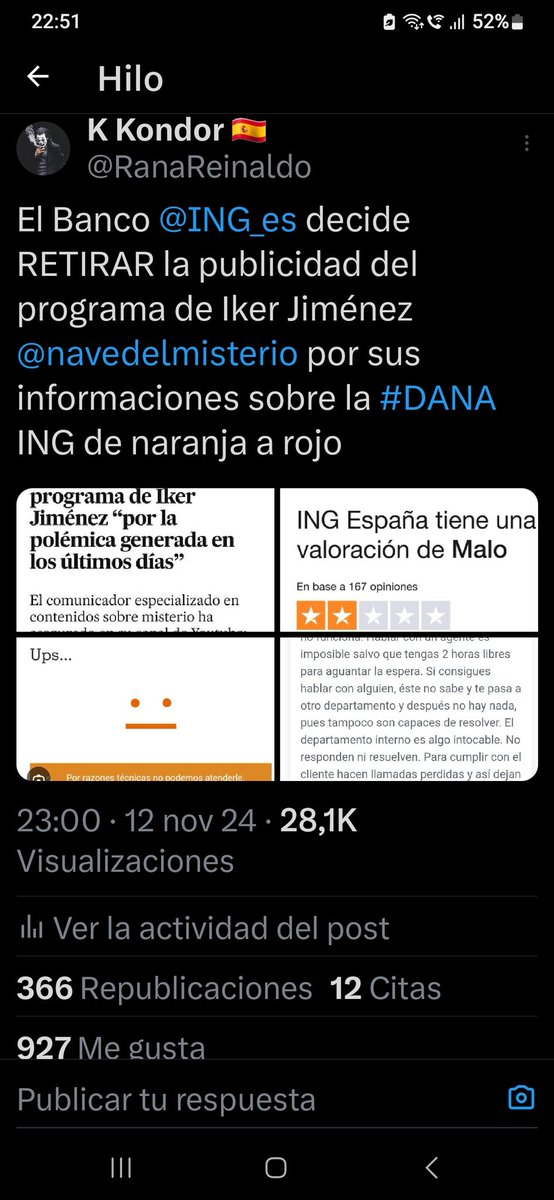 RanaReinaldo's tweet image. 🚨 ¡¡¡𝗩𝗶𝘃𝗮 𝗹𝗮 𝗟𝗜𝗕𝗘𝗥𝗧𝗔𝗗, 𝗰𝗮𝗿𝗮𝗷𝗼!!!

Iker Jiménez DESTROZA a la opinion sincronizada en #Horizonte

"La mayoría de medios que han intentado hundirme se han comido el bulo del helicóptero, y bastaba con salir a la calle para verlo"