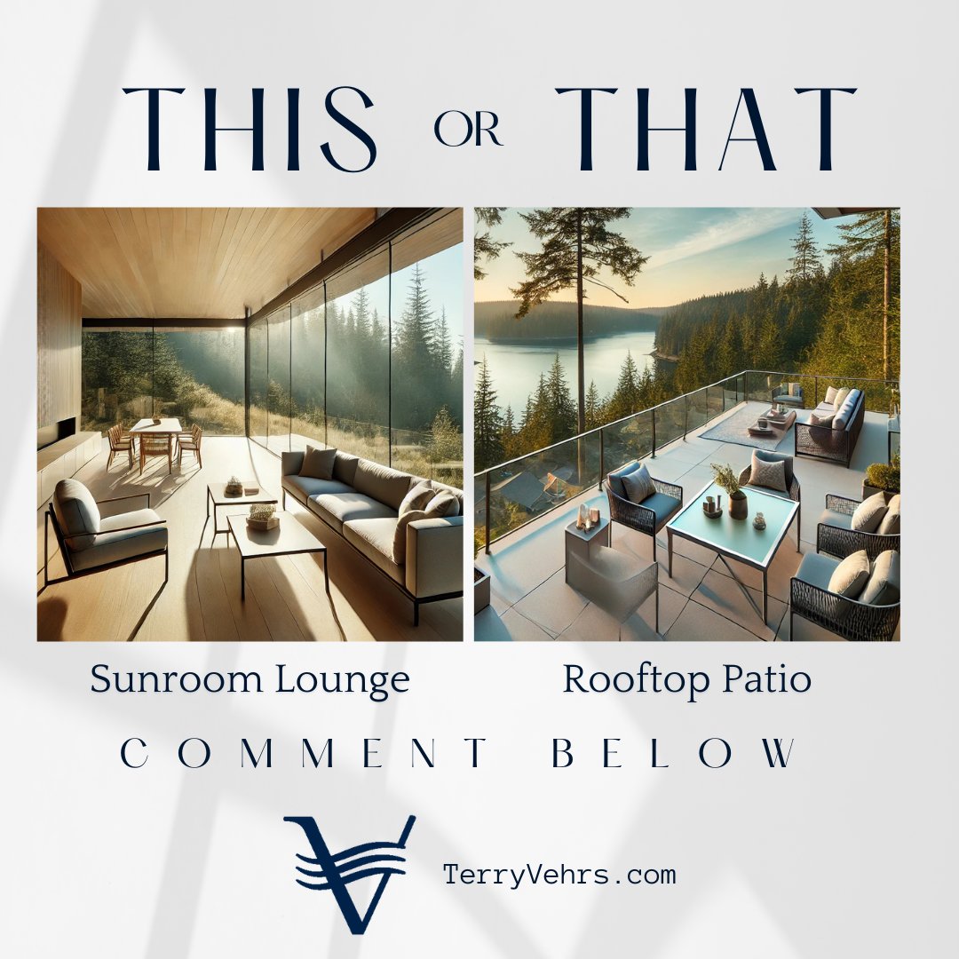 TerryVehrs's tweet image. Which would you choose—sunroom lounge or rooftop patio? Vote with your comments!

#HomeDesign #DreamSpaces #TerryVehrsRealEstate #VehrsGroupRealEstate