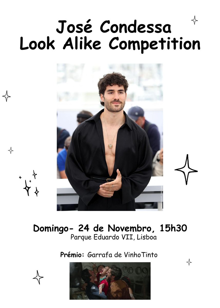 José Condessa lookalike competition dia 24 no Parque Eduardo VII avisem os vossos amigos hot para virem!!!!