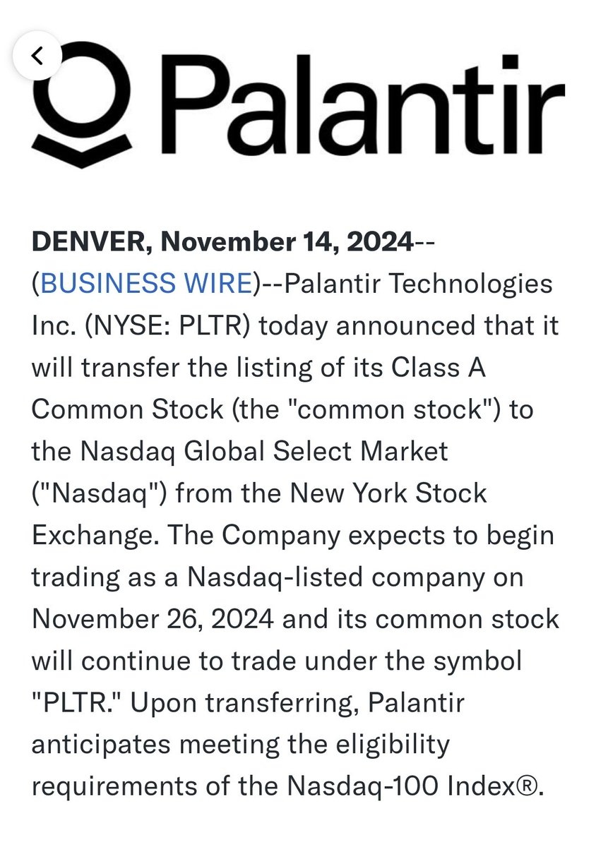 속보)팔란티어 나스닥 100지수 편입 