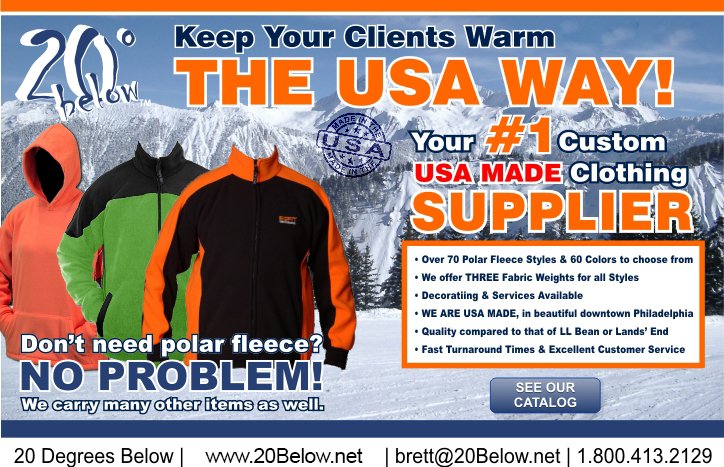 20DegreesBelow's tweet photo. Keep Your Clients Warm with USA-Made Custom Clothing from 20 Degrees Below! ❄️ 

Are you ready to keep your clients cozy and show your support for USA-made products? 

Visit us at https://t.co/8ODp1Y4no7 or reach out to us at 1.800.413.2129 to discuss your custom options. https://t.co/dWf0NdQpZA