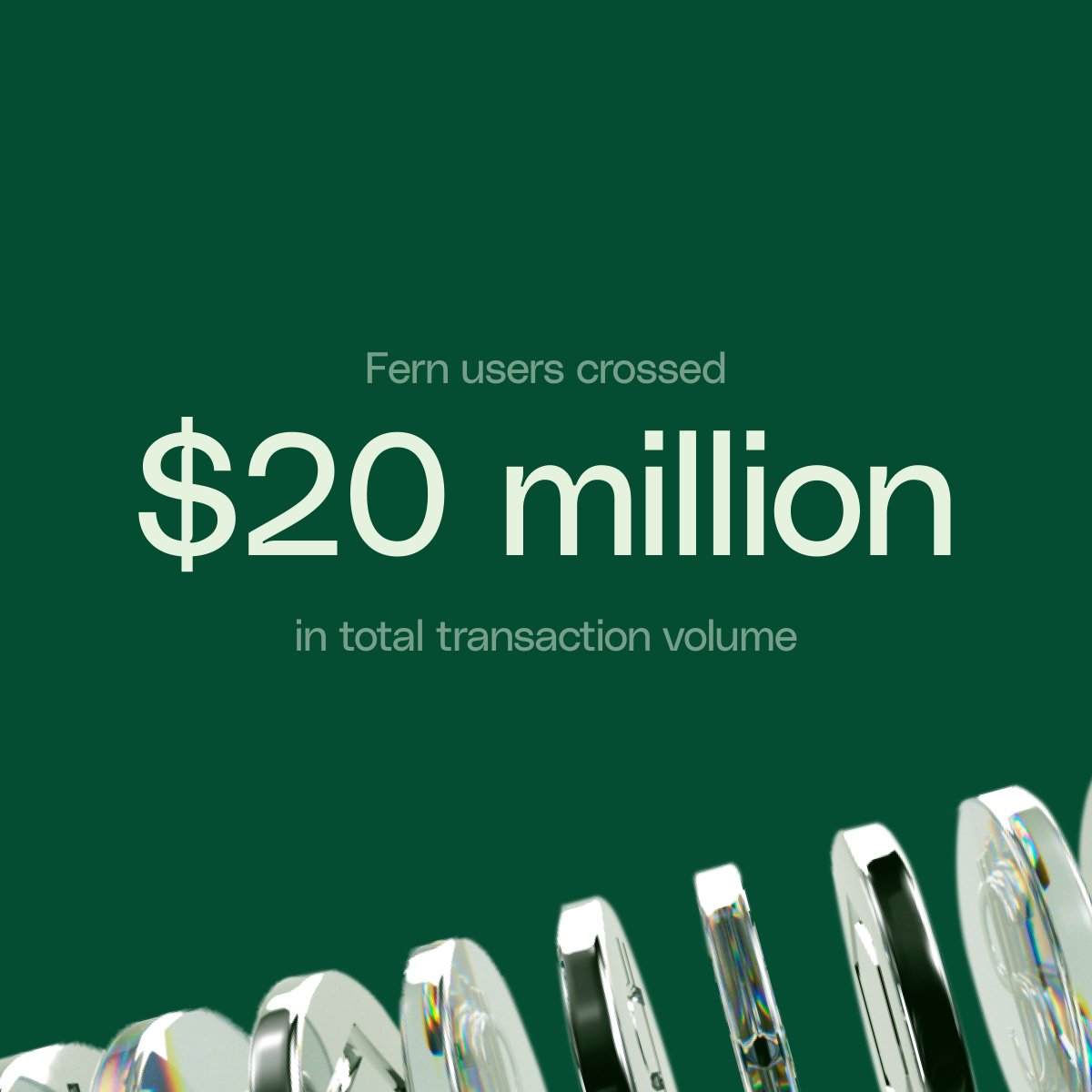 fernhq_'s tweet photo. Just in: Fern users have transacted over $20 million through the app! 🚀

As the crypto space grows, we're here to serve your growing needs too. Your onchain payments platform that just works. https://t.co/oCigdhbcCI