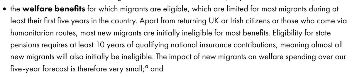 ariadne_net's tweet photo. @ukcalkins @moveincircles The official forecast from the Office for Budget Responsibility on the fiscal impact of migration in the next five years is that it will probably be net positive, not negative, with very little effect on welfare spending. https://t.co/J9pDciaCJJ https://t.co/8EUd6hVFfy