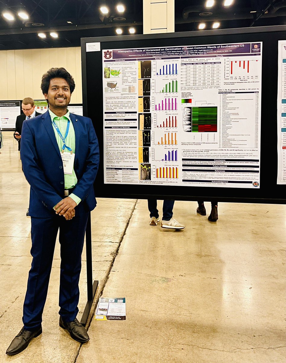 Maity_Weed's tweet photo. A part of Weed Bionomics Lab attended the 2024 ASA meeting. Total 8 presentations, 3 wins. Glad for the hardworking team. @AuburnU @AuburnCSES @AuburnCSESClub @AuburnAg https://t.co/eGSFjkawMt