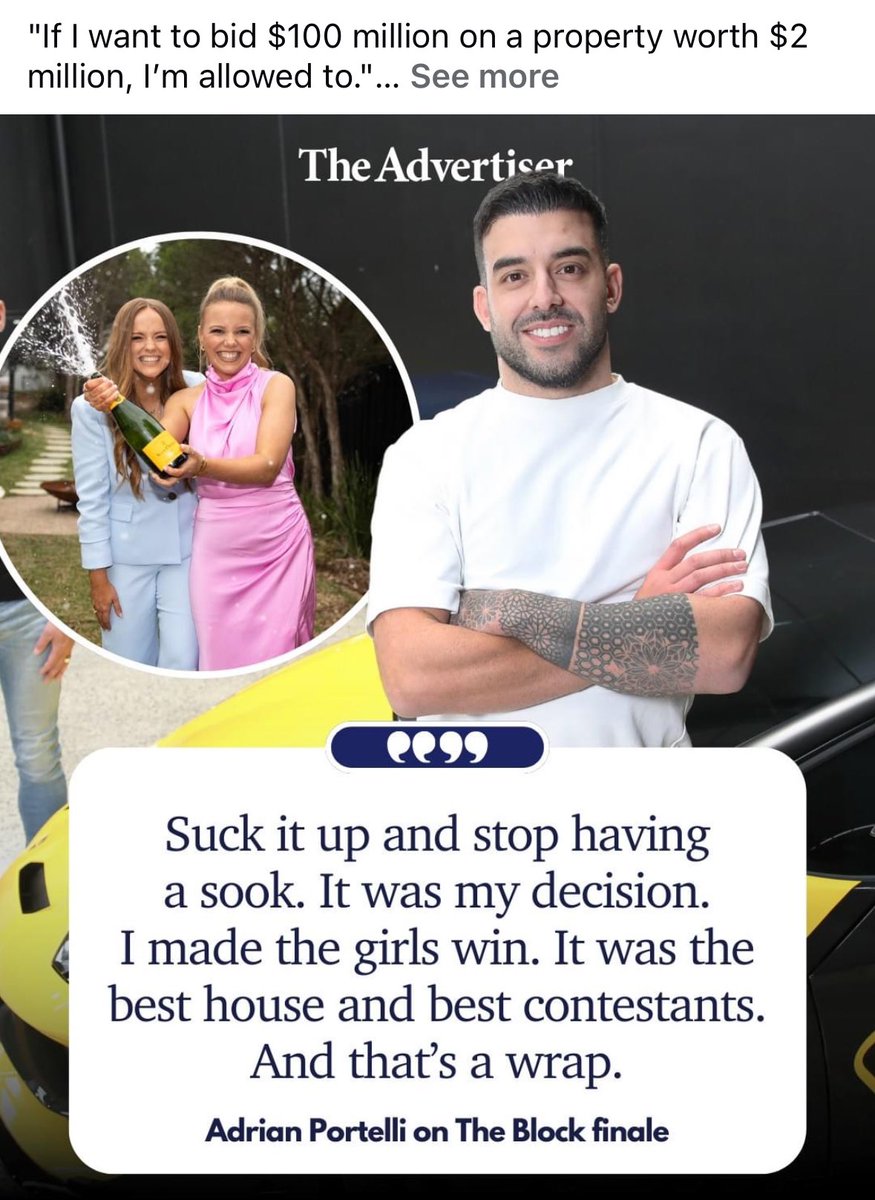 And just like that, in a few years time, he might manage Australia’s own Department of Government Efficiency 👽

#Australian #billionaire #AdrianPortelli  #TheBlock #DecidingTheWinners on #RealityTVshows ##DOGE #transparency 🫣#AdrianPortelli