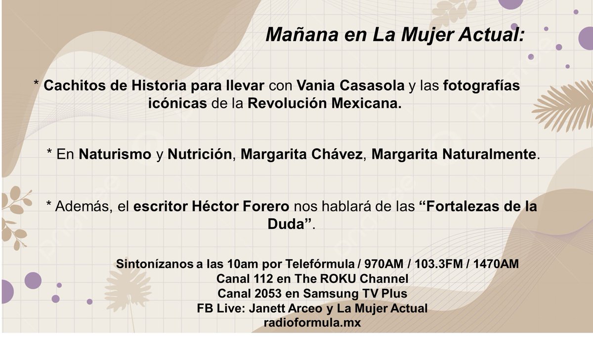 ¡Te esperamos! <a href="/VaniaCasasola/">Vania Casasola</a> <a href="/ArchivoCasasola/">Archivo Casasola</a> <a href="/CasasolaMexico/">Casasola México</a> <a href="/MargaritaNatur1/">Margarita Naturalmente</a> <a href="/Hectforero/">Héctor Forero</a>