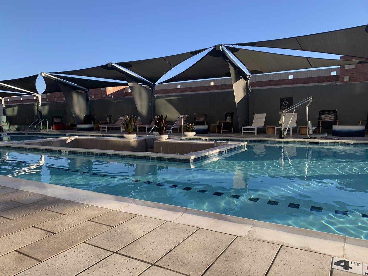 Anybody else go on vacation and examine the hotel pool infrastructure? Number of main drains, number of skimmers and return jets? Solar shades? Other amenities? (This one has in-pool bench seating and a fire pit area!)

Just me?