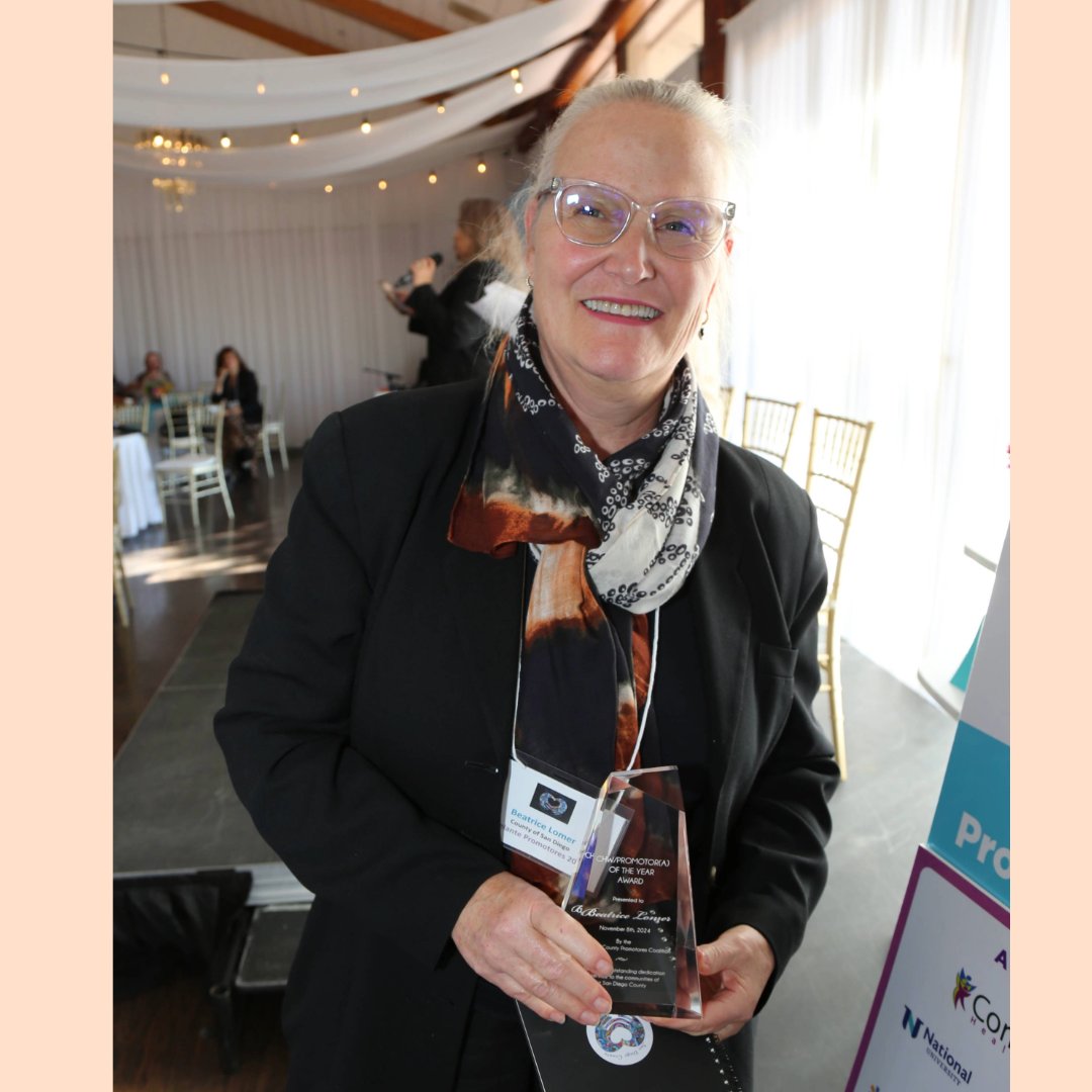 Congratulations to Barbara Jiménez for winning the first ever Community Health Worker Champion Award from the San Diego County Promotores Coalition! And congratulations to Beatrice Lomer and Gabriela Ochoa who received Community Health Worker of the Year awards!!!