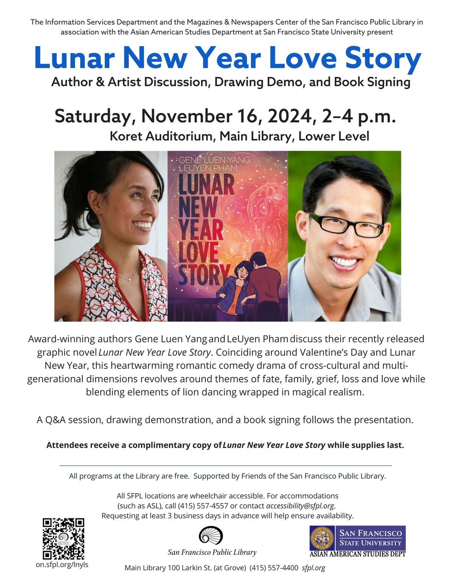 This Sat 11/16 2pm! LeUyen Pham and I will be at the San Francisco Public Library for LUNAR NEW YEAR LOVE STORY! Free books for attendees while supplies last! And LeUyen is signing, which means if you bring her a book, she'll draw a picture of you or your loved one!