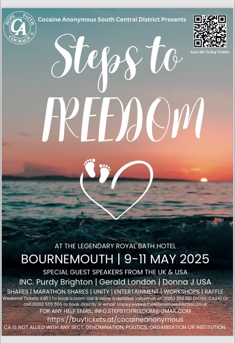 Our upcoming Bournemouth convention get your tickets don’t miss out 🫶
#CocaineAnonymous