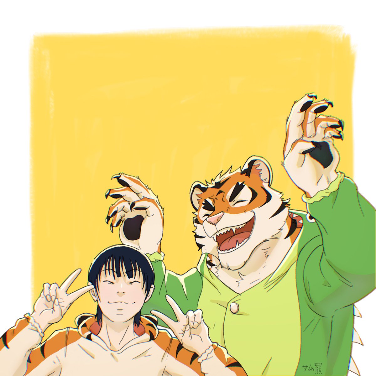 SamHiguma's tweet image. Finished, Moipen and Joseph  it was supposed to be a 

Halloween illustration but I got very busy with work 😅