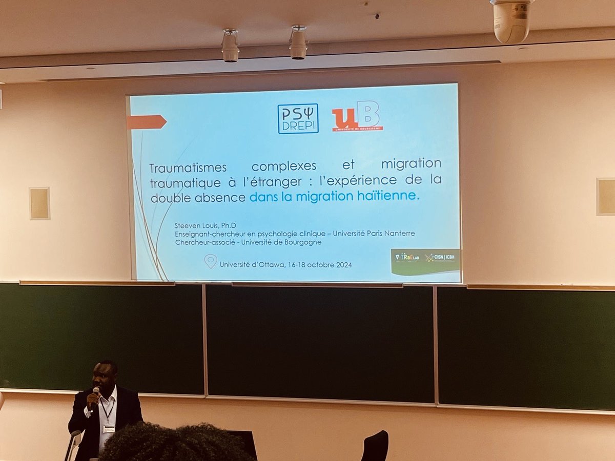 SteevenLLOUIS's tweet image. 2nd participation in the national conference on mental health of black communities in Canada, first as a speaker. It was nice. Beautiful meetings and fruitful exchanges. Thank you to the entire laboratory team @vtrac_lab @JMCenat  and @uottawa for the organization. See you soon!