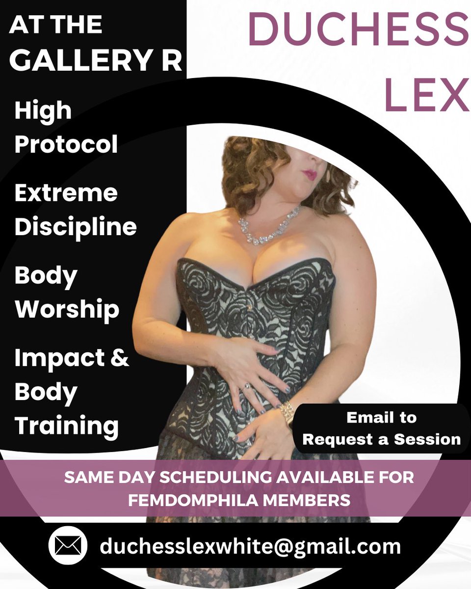 DuchessLex's tweet photo. Playing at Gallery R next week. Will you be serving? Request to session through the links in my bio, or send an email to schedule 🥂@TheGalleryR @femdomphila https://t.co/9zthPYMosR