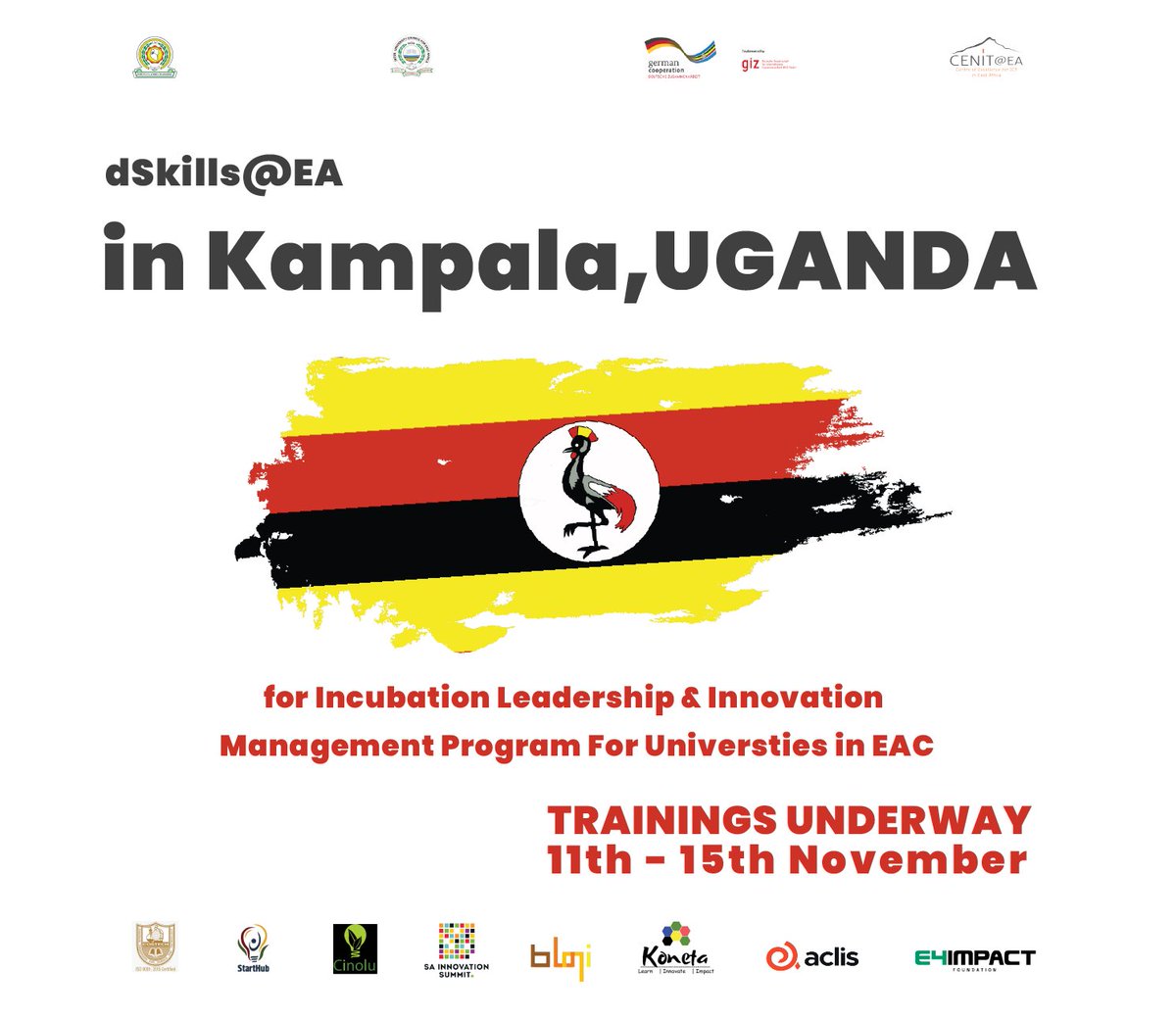 The dSkills@EA Incubation Leadership and Innovation Management Training has kicked off in #Uganda, bringing together Innovation managers and Intellectual Property managers from Ugandan universities for a powerful five-day training.
#EAC #Innovation #University #TechnologyTransfer