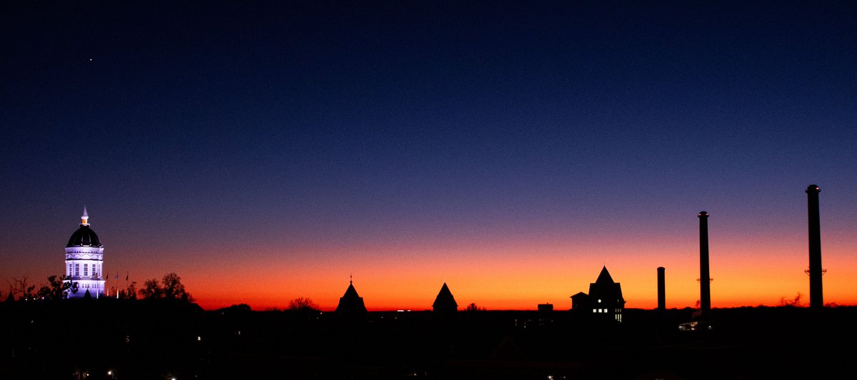 Jesse Hall &amp; the skyline at sunset tonight. Taken from Hitt St garage