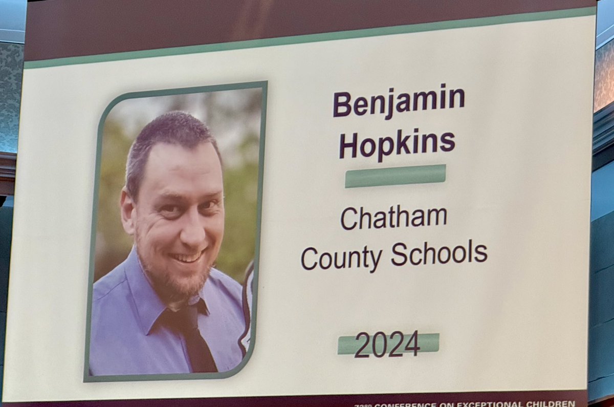 Chatham County Schools Exceptional Children's Dept (@chathamec) on Twitter photo Congratulations to Mr. Hopkins, CCS EC Educator of Excellence for 2024! He truly sees every possibility for our students & works tirelessly to ensure their success. <a href="/MoncurePanthers/">Moncure Panthers</a> #OneChatham Congratulations to Mr. Hopkins, CCS EC Educator of Excellence for 2024! He truly sees every possibility for our students & works tirelessly to ensure their success. <a href="/MoncurePanthers/">Moncure Panthers</a> #OneChatham