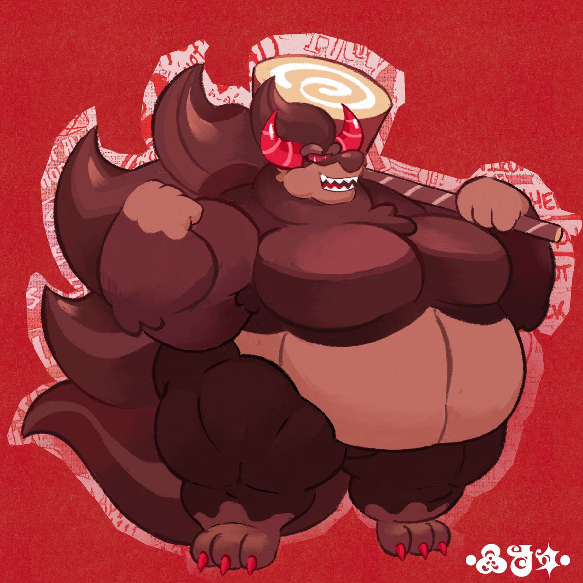 RevOfReverie's tweet image. Extra round and cuddly Choco Werehound Brute❤️🤎 

comm for @Flatcrid 
#cookierunkingdomfanart #chocowerehoundbrute #cookierun