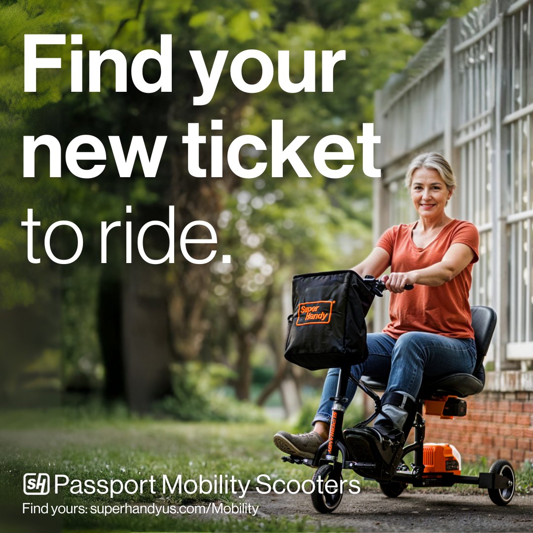 SuperHandy's tweet photo. Your new ticket to ride is here! 🎟️✨ The SuperHandy Passport Mobility Scooter is lightweight, portable, and ready for any adventure. Explore the full Passport collection and find your perfect match today: https://t.co/P2LkgKjU6i #Mobilityscooter #SuperHandyPassport https://t.co/qHwfdMlBMA