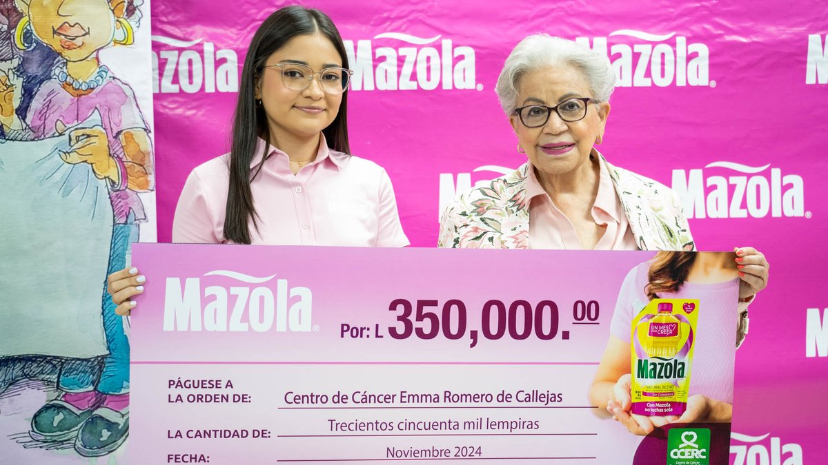 Mazola C.A. realizo hoy la entrega del donativo para el Centro de Cáncer "Emma Romero de Callejas". CCERC 💕 🎀, este aporte significa el fiel compromiso de #Mazola al apoyar a mujeres que son ejemplo de lucha cada día. #UnMesParaCreer