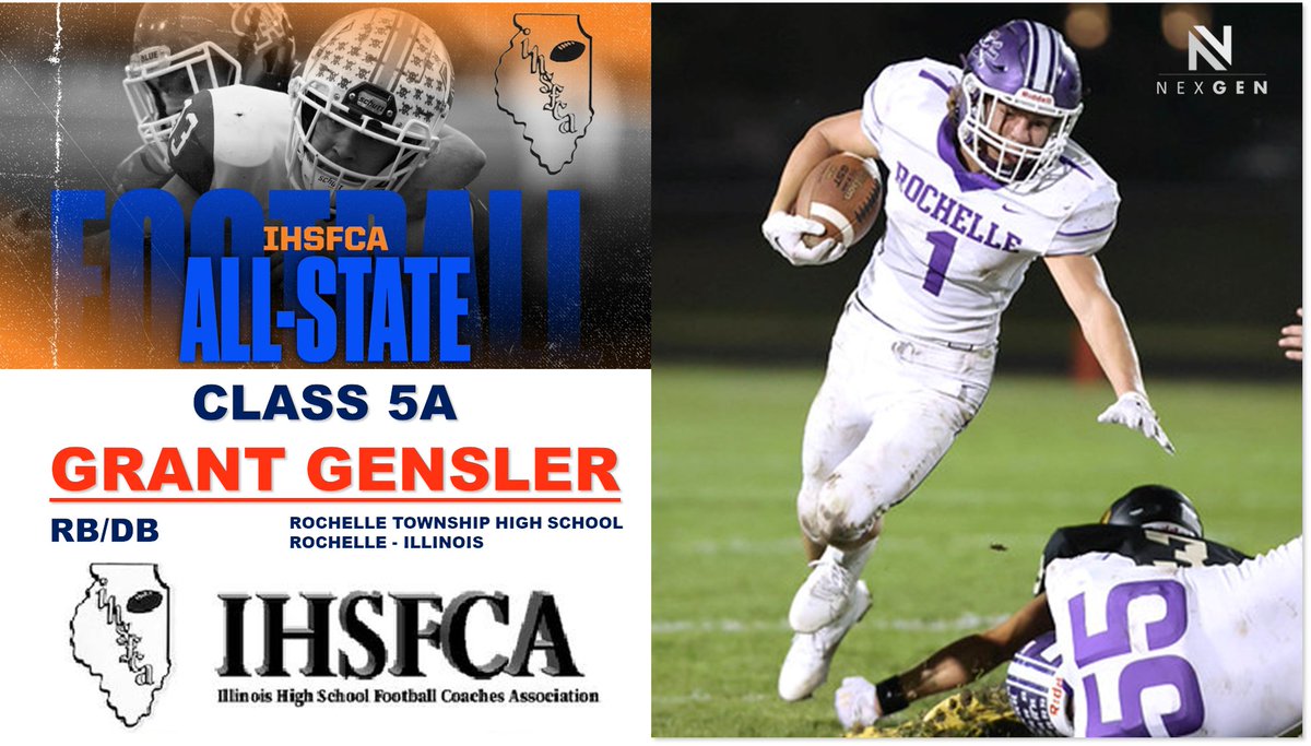 2024 Illinois High School Football Coaches Association <a href="/IHSFCA1/">IHSFCA</a> All State Awards
✅2025 RB/DB Grant Gensler <a href="/GrantGensler10/">Grant Gensler</a> 
Rochelle Township HS <a href="/RTHS_Football/">Rochelle Football</a> 
Rochelle (IL)
▶️Class 5A - First Team