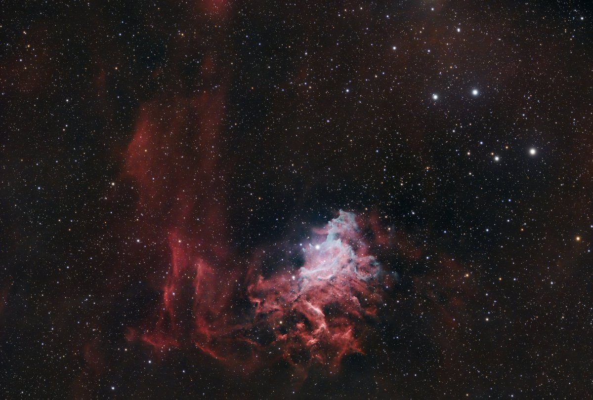 My first attempt at the Flaming Star Nebula
From my driveway, Bortle 6
447 minutes (180 second subs)
Askar 103APO + .8X reducer = 560mm
ASI2600MC Duo, AM5 mount
PI Fast Integration, BlurX, NoiseX
No Filters
#Astrophotography #OnlyRealSpace