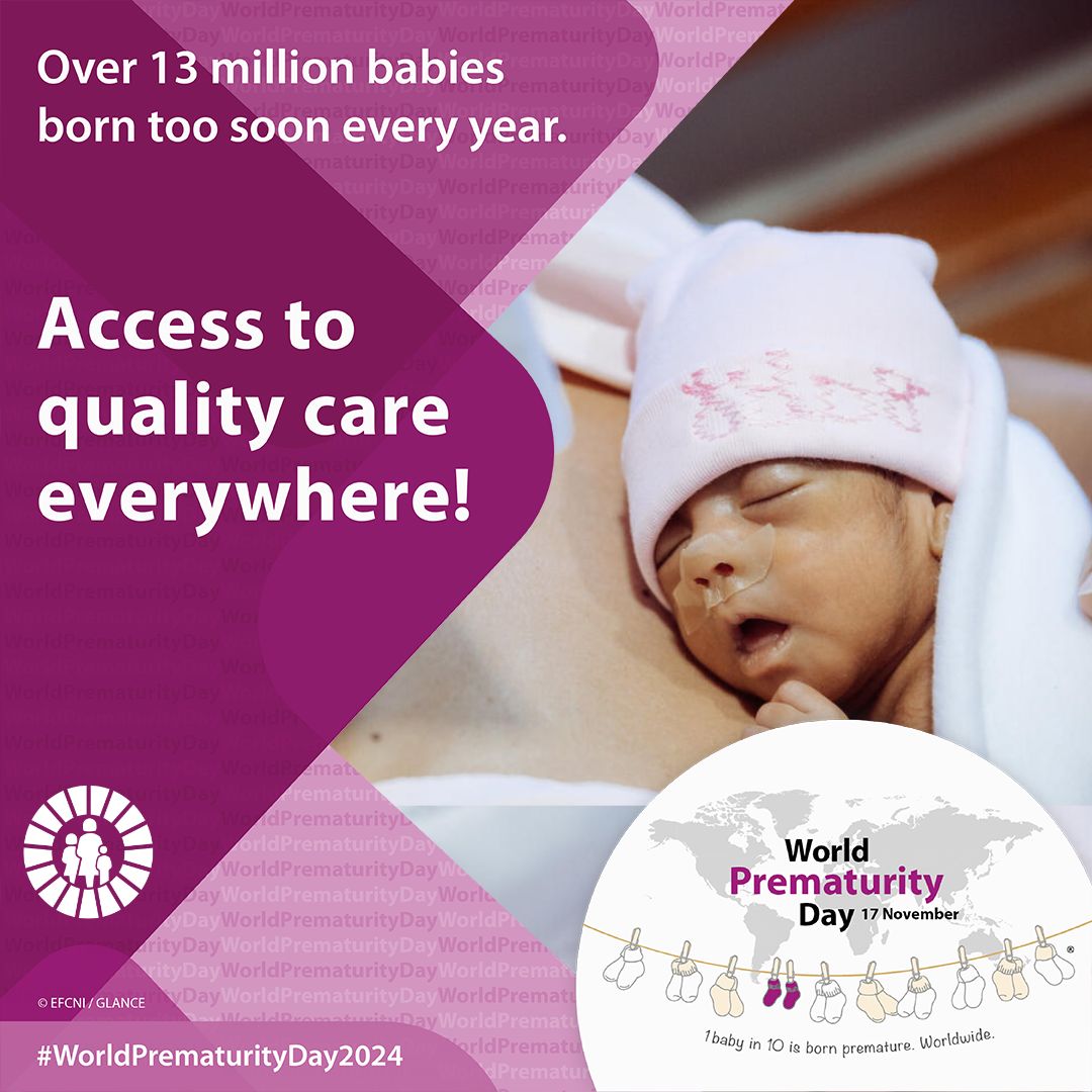 🌍💜 Every year, more than 13 million babies are born too soon, facing big challenges from day one. They have the right to receive #QualityCare, no matter where they are born.

#WorldPrematurityDay2024 <a href="/EFCNIwecare/">EFCNI</a> <a href="/EFCNI/">EFCNI network</a> <a href="/uniceflac/">UNICEF Latin America</a> <a href="/PMNCH/">PMNCH</a>  <a href="/pahowho/">PAHO/WHO</a>