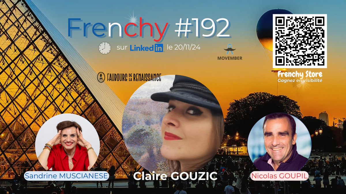 Le Frenchy revient le 20/11/24 avec Claire Gouzic
➡️ nouvel environnement 
➡️ générique qui va vous réveiller 
Déposez votre pitch et découvrez celui de Claire en exclu, coanimé avec <a href="/YSO_PN2/">YSO CENTRE D'AFFAIRE</a> , centre d'affaires
 
Inscrivez-vous linkedin.com/events/frenchy…
#Entrepreneuriat  #Frenchy