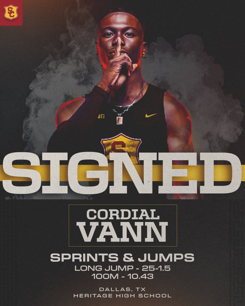USC Track & Field / XC (@usc_track_field) on Twitter photo Welcome to the #TrojanFamily, <a href="/Cordialvann11/">Cordial Vann</a>!
The Dallas native is the nation’s top 60m and long jump recruit ✌️ Welcome to the #TrojanFamily, <a href="/Cordialvann11/">Cordial Vann</a>!
The Dallas native is the nation’s top 60m and long jump recruit ✌️