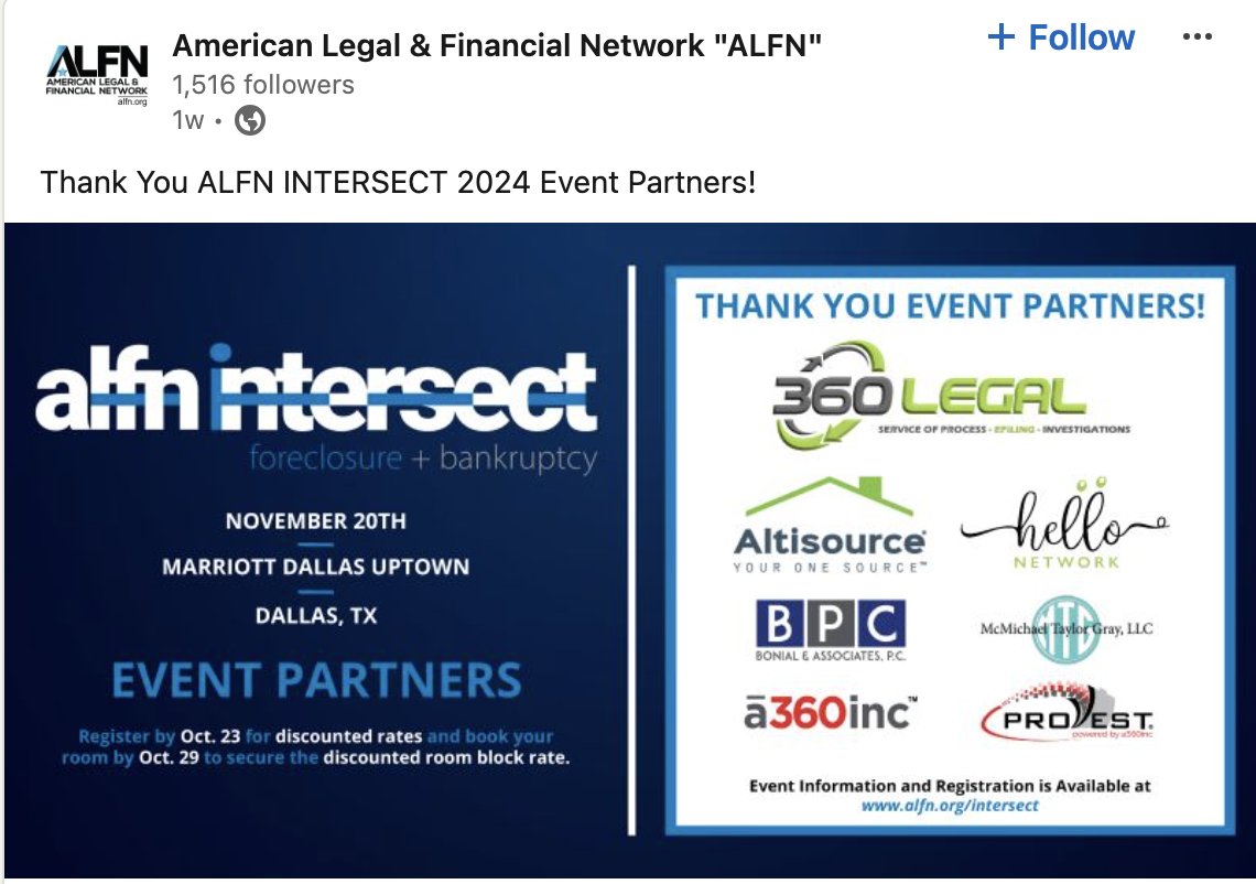 HelloSolutions1's tweet image. Just a reminder that our CEO, Leisha Delgado, will be in Dallas next week attending next week&apos;s ALFN Foreclosure + Bankruptcy Intersect, which the @HelloSolutions1 Network is proud to sponsor. If you&apos;re there, let&apos;s make it a point to say Hello!
