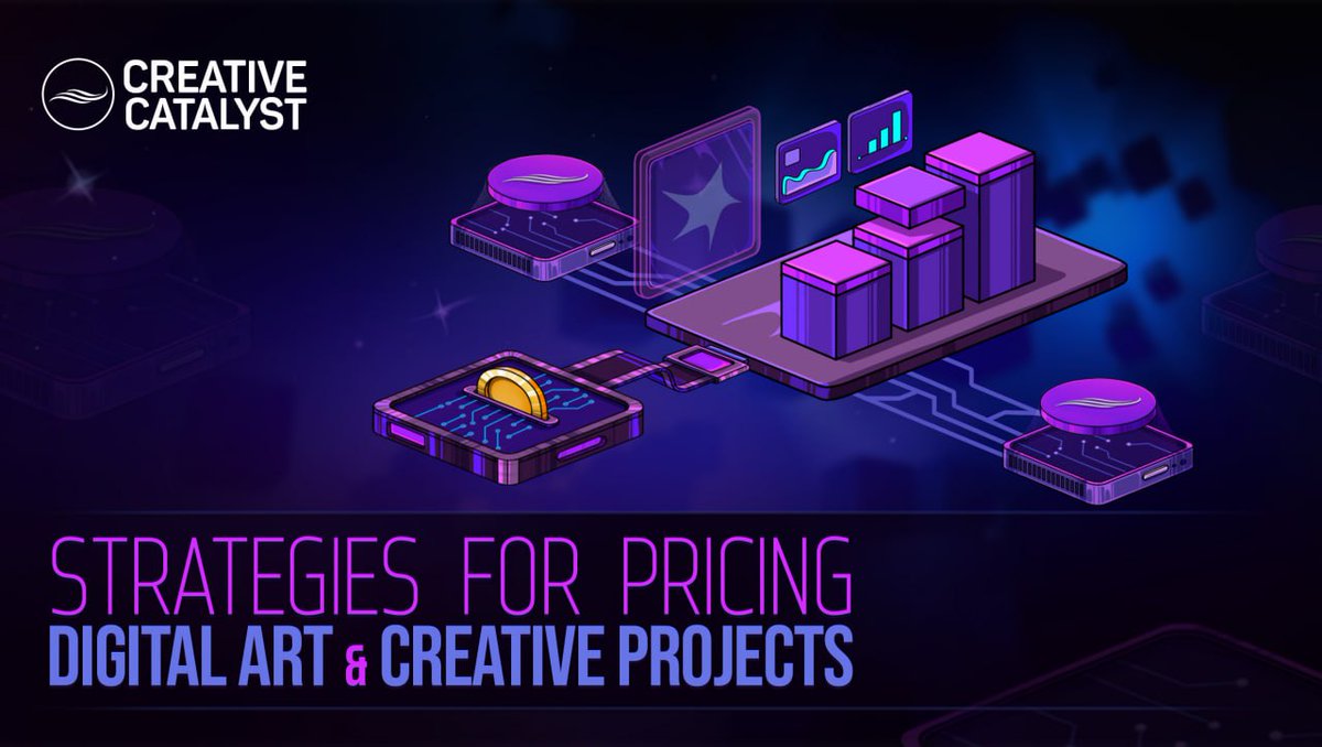 crea_catalyst's tweet photo. Pricing digital art can be tricky, right? 😁 
Well, you can start by valuing your time, skills &amp; market demand. Research similar works, consider scarcity, &amp; remember: 

✅️ Fair pricing = Trust.

With CREA, it's easier and safer than ever! 🔰

#CreativeCatalyst #Web3 #NFT https://t.co/mrJSan6DII