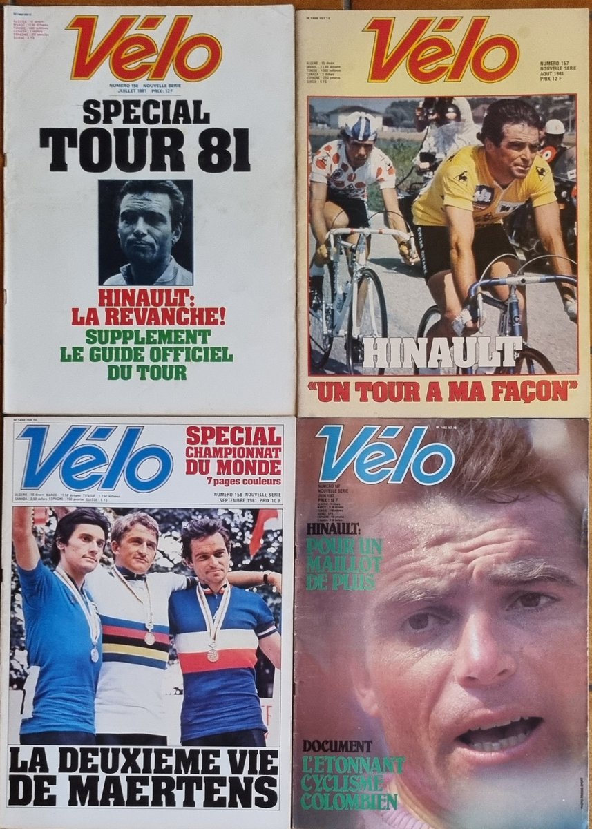 Miroir2Cyclisme's tweet photo. Les Unes de Vélo Magazine consacrées à Bernard Hinault de 1978 à 1984. J'en ai quelques-unes, si je puis dire.
The front pages of Vélo Magazine dedicated to #BernardHinault from 1978 to 1984
📸 via @LorRICHY1990 & @gillescomte25
#Hinault #TheBadger #cyclisme #cycling #ciclismo @velomagazine
