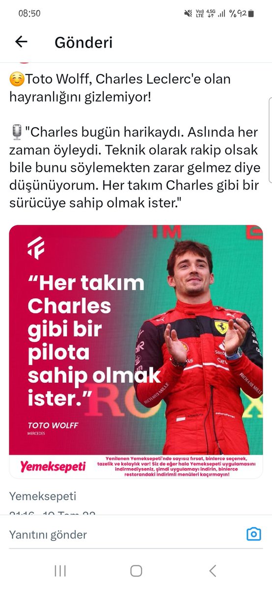 Haklısın kral sen bir zahmet F1 izleme Ferrari kontrat yenilemese Mercedes kapısında yatıyordu